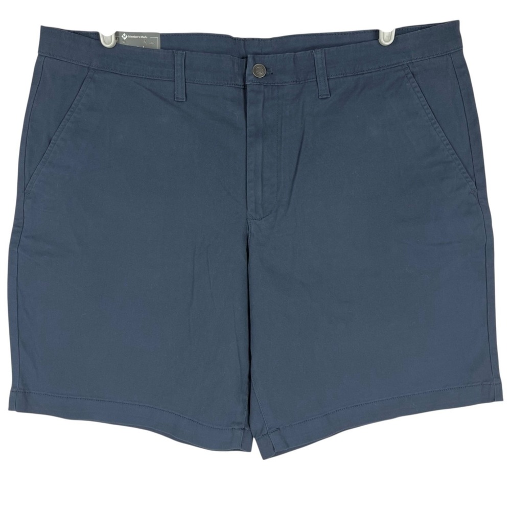 Member's Mark Men's Everyday Stretch Flat Front Blue Shorts Size 40 NWT Pockets